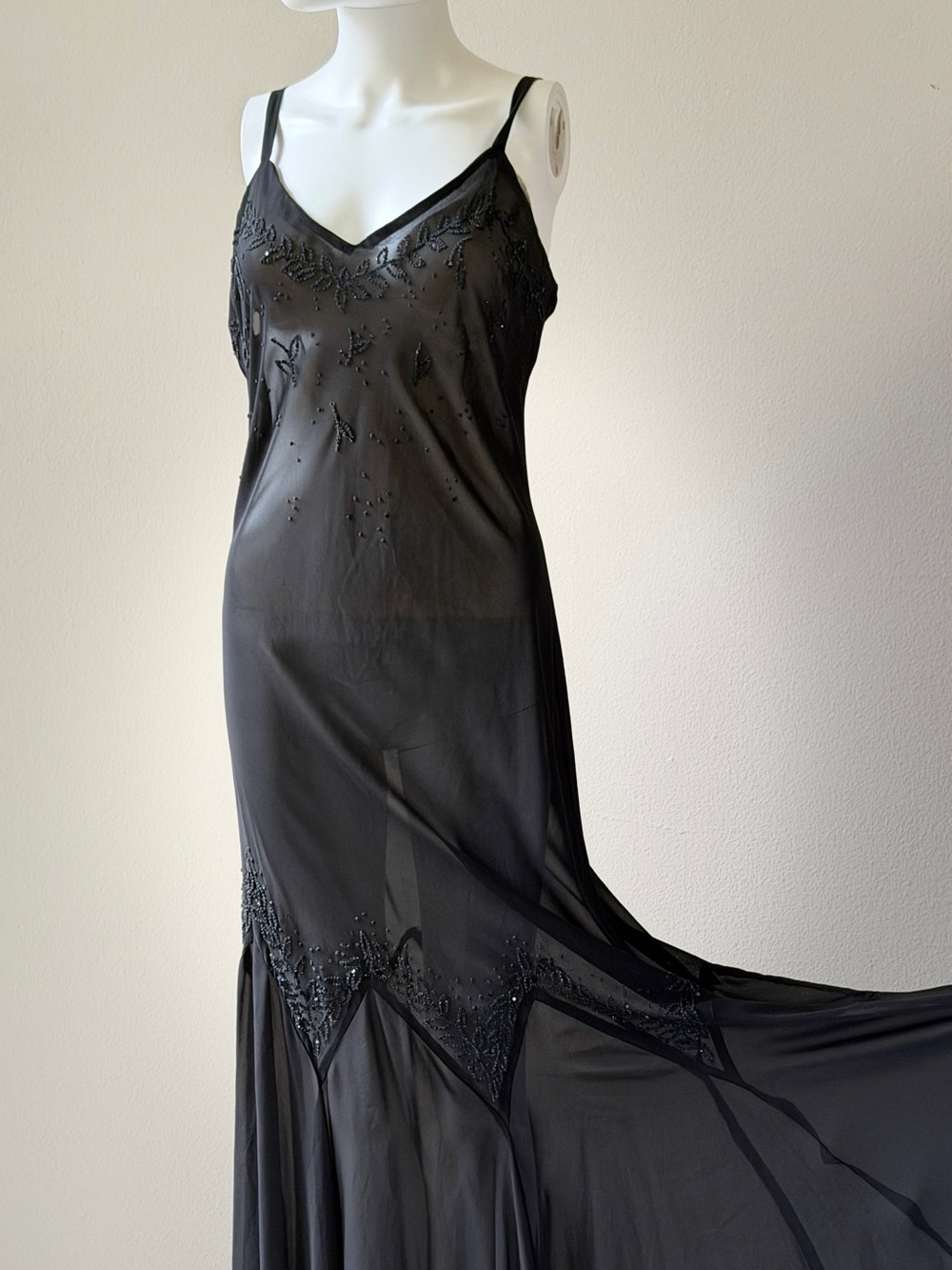 Y2k Sheer Black Embellished Slip Dress - Women Intimates & Sleepwear